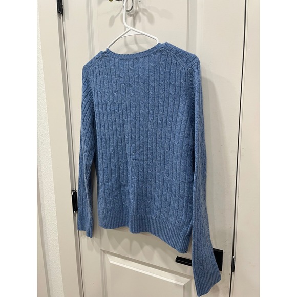 LL‎ Bean Womens Cable Knit Sweater Blue Lambswool Blend M-Reg - Picture 9 of 12